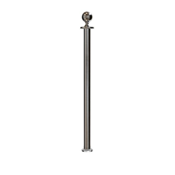 Montour Line Stanchion Post and Rope Fixed Base Sat.Steel Post Ball Top CXF-SS-BA